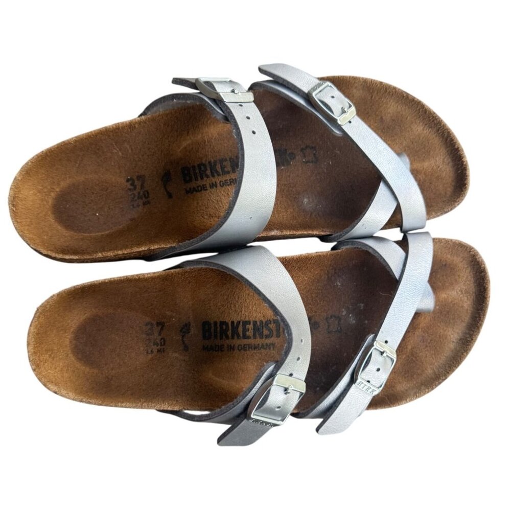 Birkenstock Mayari Silver Birkibuc Comfort Thong Women's Size 37 Sandals US 6